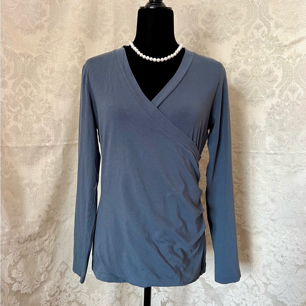 Ladies Cabi Faux-Wrap Long Sleeve Top